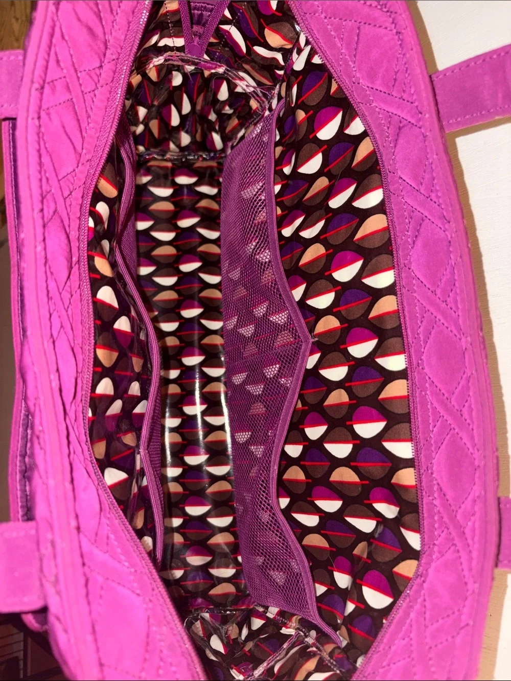 Vera Bradley Quilted Plum Diaper Bag with attached Zip-Out Cloth Changing Pad
